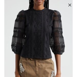 Cinq a sept stefania lace trim shirt